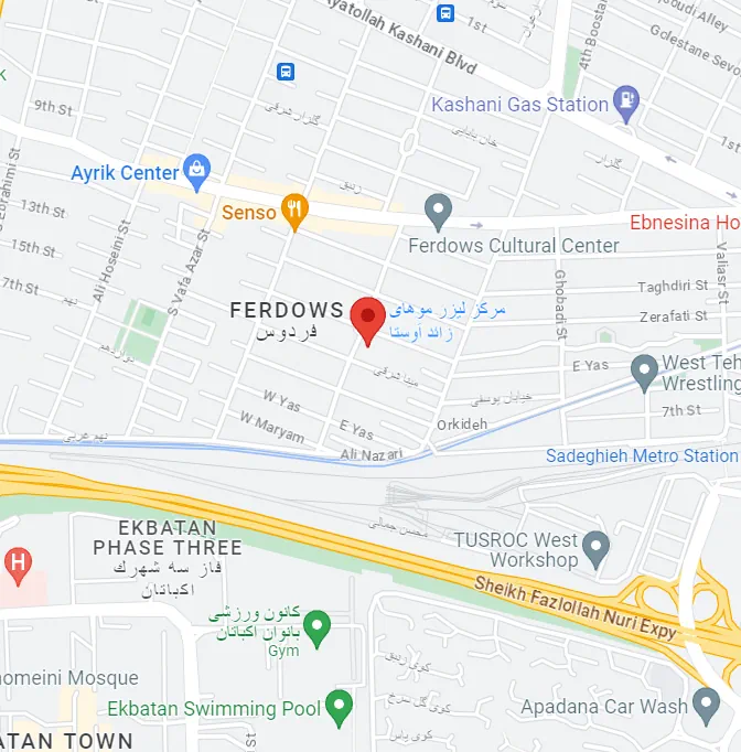 آدرس نقشه کلینیک اوستا