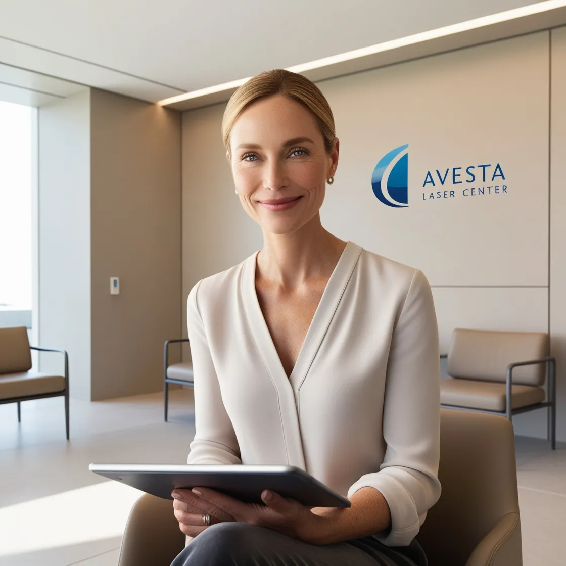 A woman who is satisfied with Avesta laser services